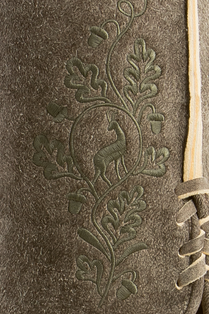 Ostarrichi Hirschlederhose Ludwig-2 oliv Detail | Ostarrichi Hirschlederhose Ludwig-2 olive detail
