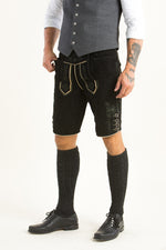 Ostarrichi Lederhose Pucking schwarz Vorderansicht | Ostarrichi Lederhose Pucking black front view