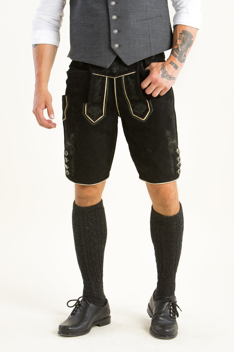 Ostarrichi Lederhose Pucking schwarz Seitenansicht | Ostarrichi Lederhose Pucking black side view