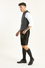 Ostarrichi Lederhose Pucking schwarz Detail | Ostarrichi Lederhose Pucking black detail