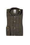 Pure Trachtenhemd Stehkragen tanne Vorderansicht | Pure Traditional Shirt Stand Collar Pine front view