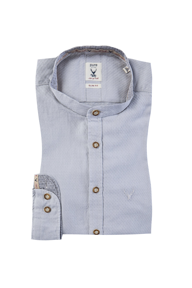 Pure Trachtenhemd silber Vorderansicht | Pure Bavarian shirt silver front view