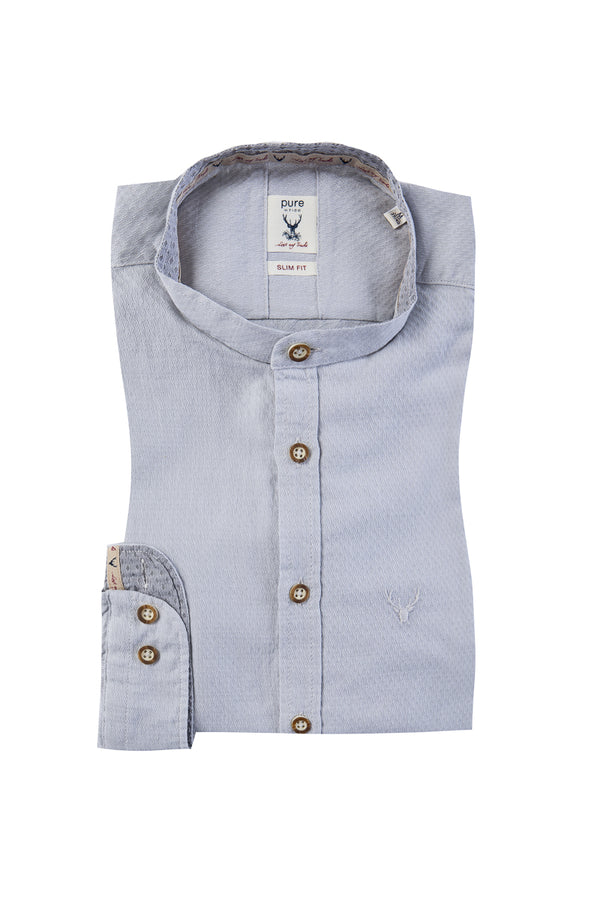 Pure Trachtenhemd silber Vorderansicht | Pure Bavarian shirt silver front view