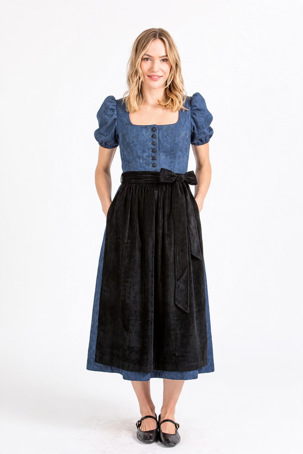Almliebe Ärmeldirndl Rosmarie jeansblau