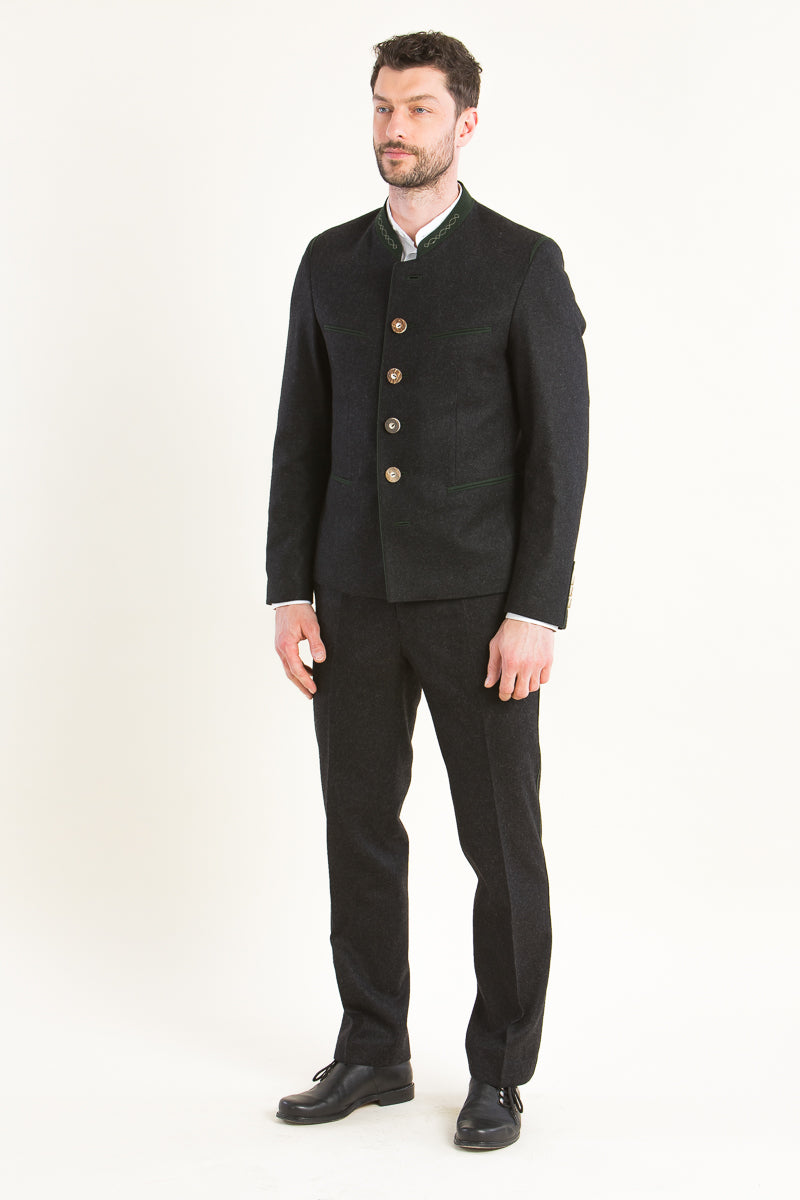 Gebrüder Orth Trachtenjanker Tegernseer anthrazit Detail | Gebrüder Orth traditional jacket Tegernseer anthracite detail