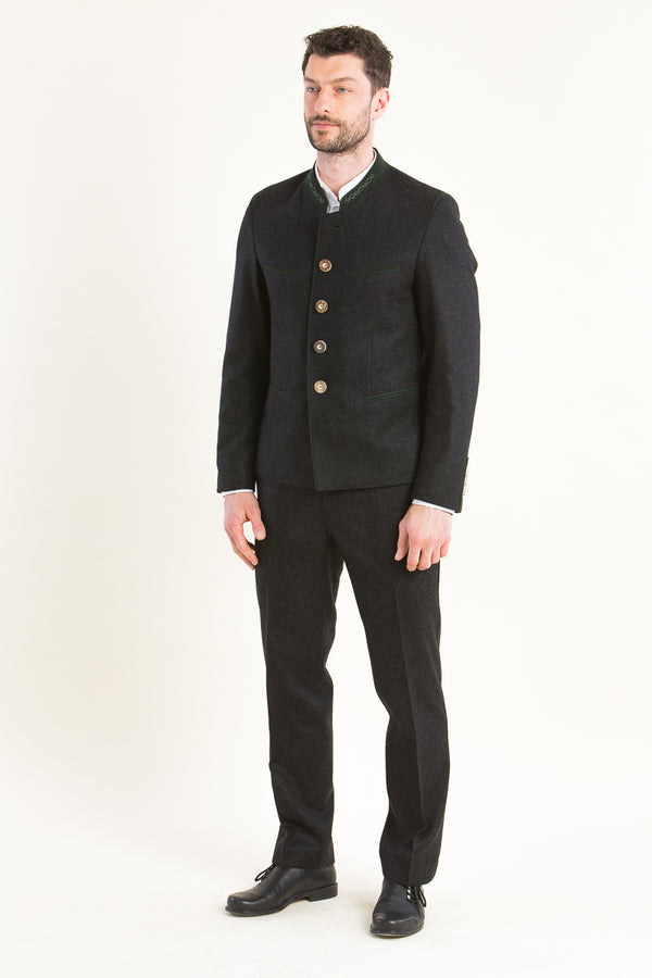 Gebrüder Orth Trachtenjanker Tegernseer anthrazit Detail | Gebrüder Orth traditional jacket Tegernseer anthracite detail