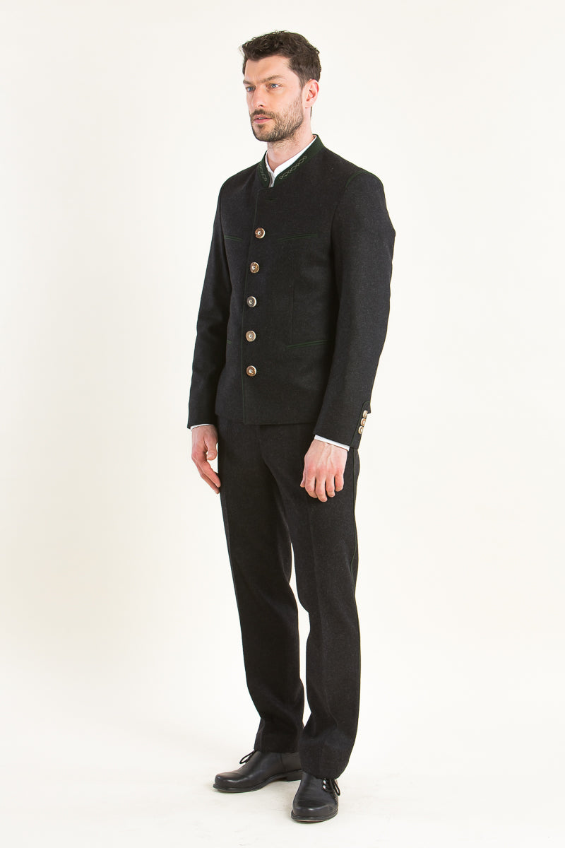 Gebrüder Orth Trachtenjanker Tegernseer anthrazit Detail Knopfleiste | Gebrüder Orth traditional jacket Tegernseer anthracite button placket