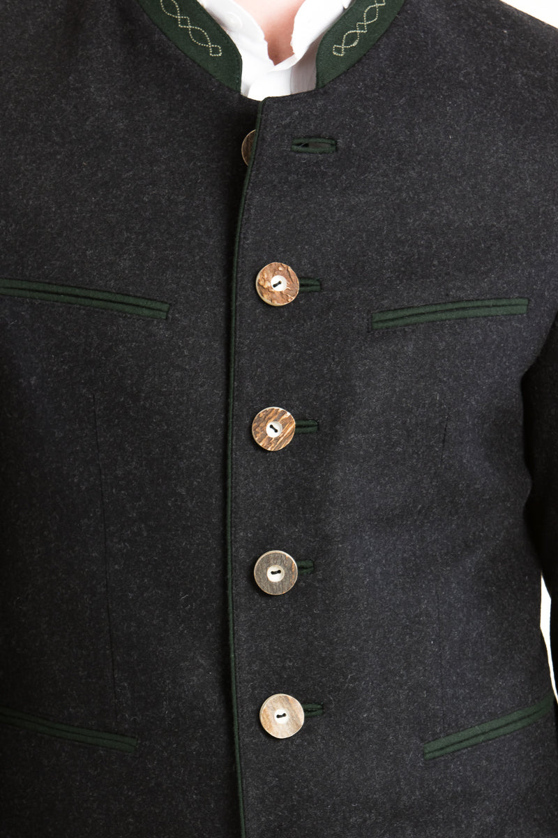 Gebrüder Orth Trachtenjanker Tegernseer anthrazit Rückansicht | Gebrüder Orth traditional jacket Tegernseer anthracite back view