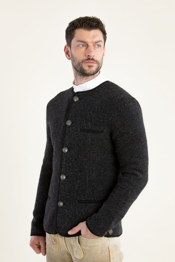 Stapf Walkjanker Brunhard Anthrazit Vorderansicht | Stapf Boiled Wool Jacket Brunhard anthracite front view