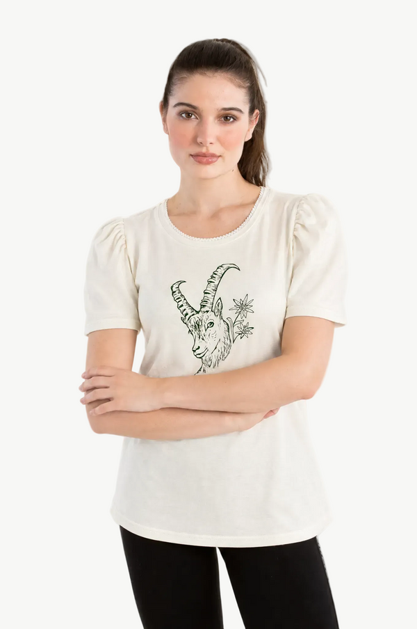 Trachtenshirt Steinbock grün