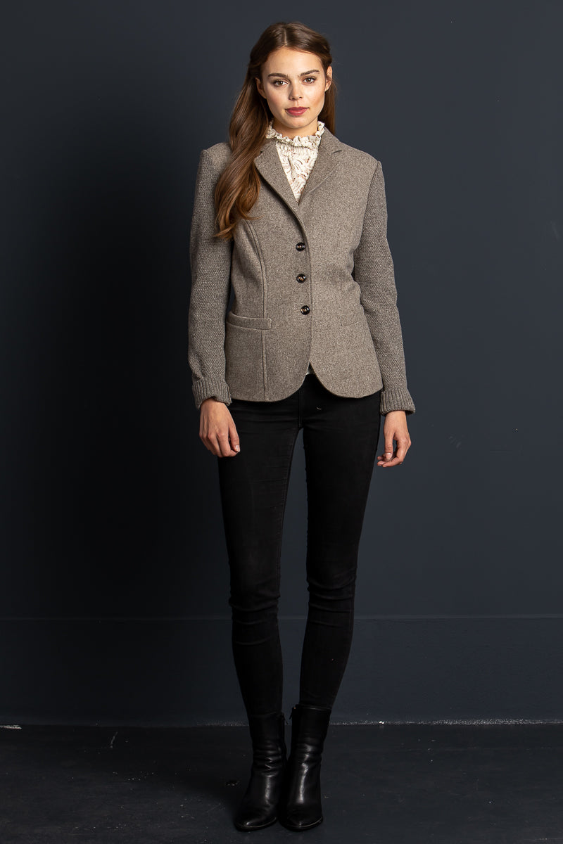 Loden Steiner Trachtenjanker Barrhorn taupe Rückansicht | Loden Steiner traditional jacket Barrhorn taupe back view