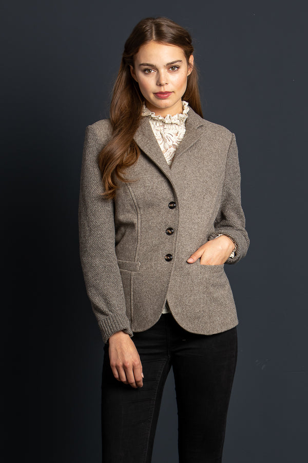 Loden Steiner Trachtenjanker Barrhorn taupe Vorderansicht | Loden Steiner traditional jacket Barrhorn taupe front view