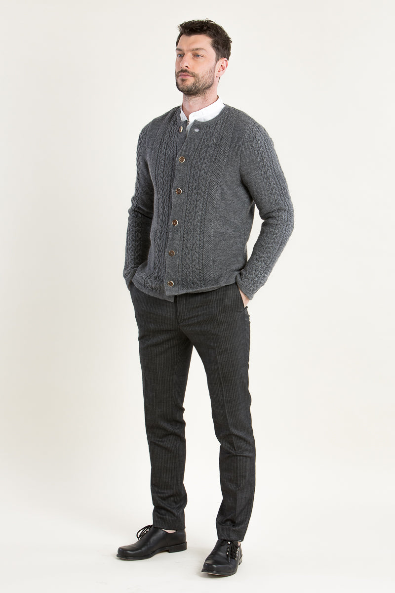 Grasegger Strickjanker grau Detail | Grasegger Knit Jacket grey detail