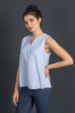 Wallmann Trachtenbluse Leinen hellblau Getragen | Wallmann Linen Trachten Blouse light blue worn