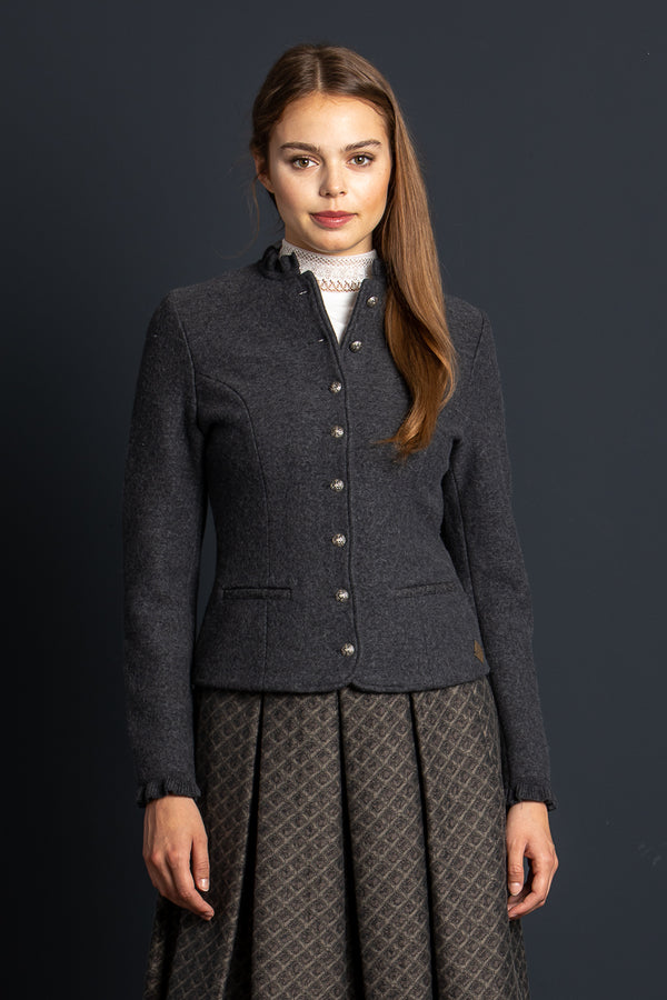 Stapf Walkjanker Birka Anthrazit Detail | Stapf Boiled Wool Jacket Birka anthracite detail