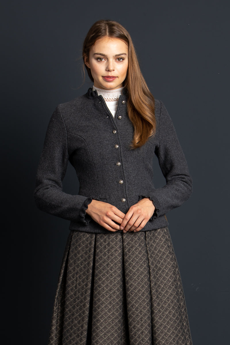 Stapf Walkjanker Birka Anthrazit Rückansicht | Stapf Boiled Wool Jacket Birka anthracite back view