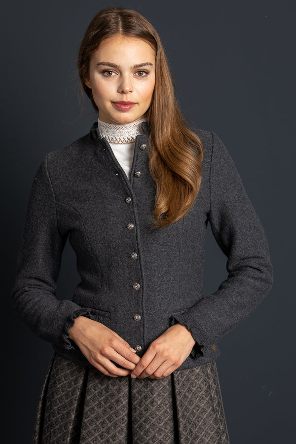 Stapf Walkjanker Birka Anthrazit Vorderansicht | Stapf Boiled Wool Jacket Birka anthracite front view