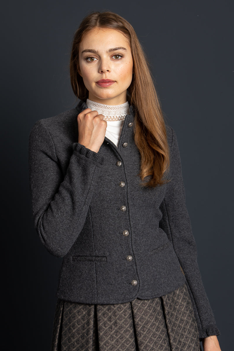 Stapf Walkjanker Birka Anthrazit Getragen | Stapf Boiled Wool Jacket Birka anthracite worn