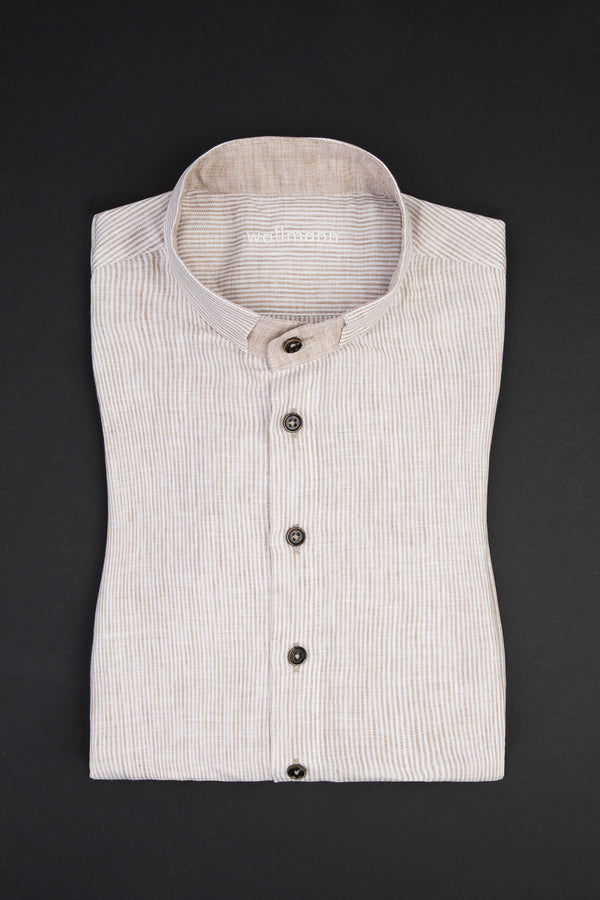 Wallmann Trachtenhemd Leinen gestreift Vorderansicht | Wallmann Linen Traditional Shirt Striped front view