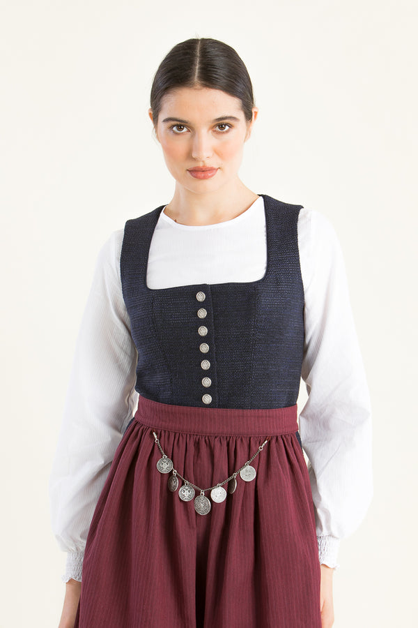 Wallmann Dirndlbluse Langarm weiß Vorderansicht | Wallmann Dirndl Blouse long sleeve white front view