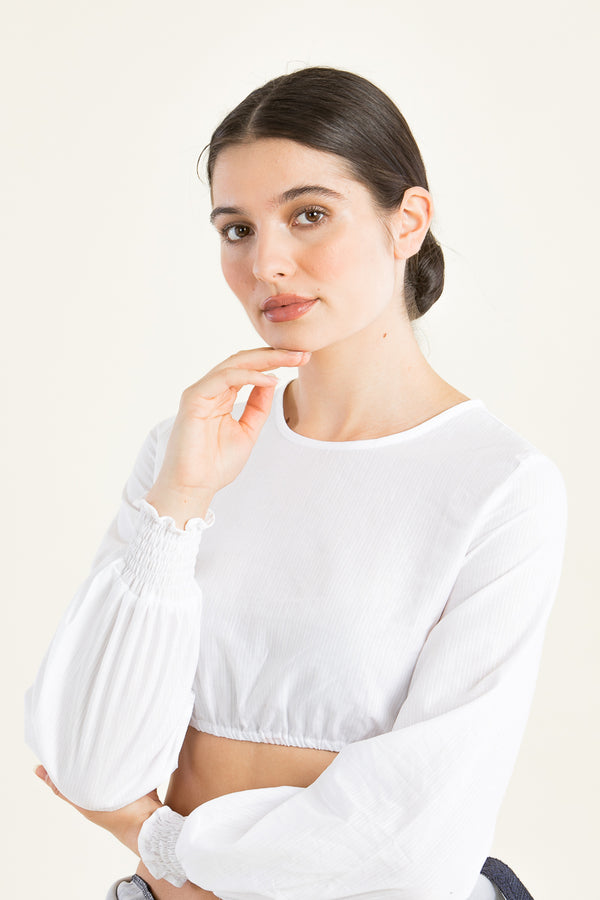 Wallmann Dirndlbluse Langarm weiß Detail | Wallmann Dirndl Blouse long sleeve white detail