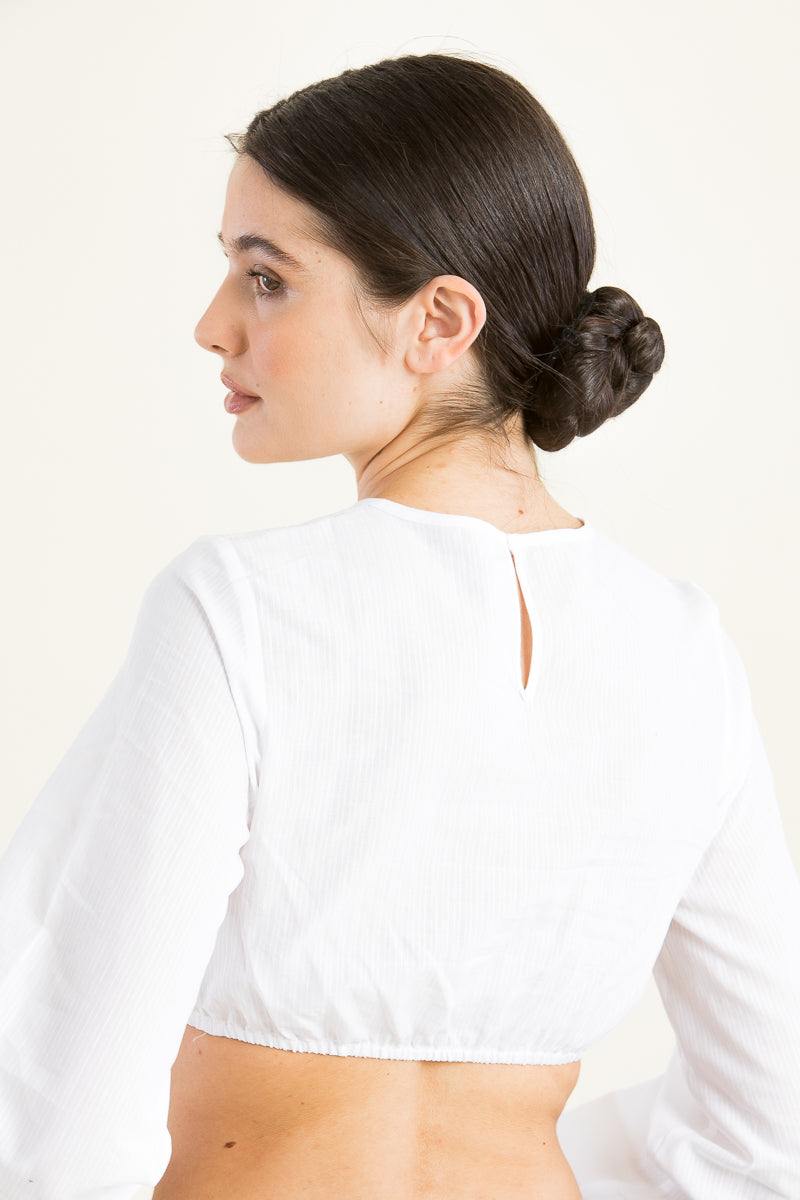 Wallmann Dirndlbluse Langarm weiß Getragen | Wallmann Dirndl Blouse long sleeve white worn
