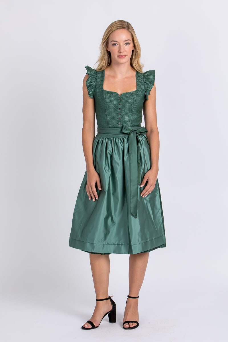 Wenger Dirndl Carolina flaschengrün Rückansicht | Wenger dirndl Carolina bottle green back view
