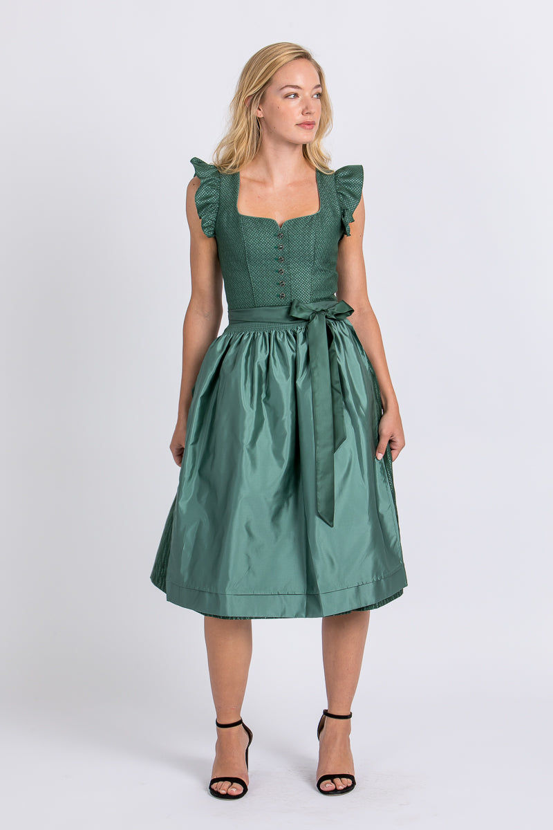 Wenger Dirndl Carolina flaschengrün Detail Mieder | Wenger dirndl Carolina bottle green bodice detail