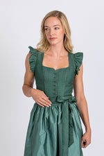 Wenger Dirndl Carolina flaschengrün Detail Schürze | Wenger dirndl Carolina bottle green apron detail