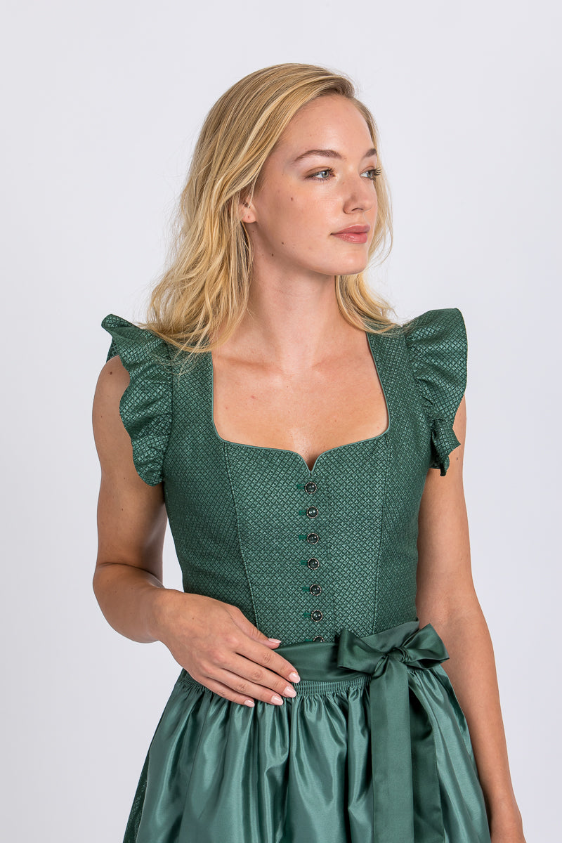 Wenger Dirndl Carolina flaschengrün Detail Verschluss | Wenger dirndl Carolina bottle green closure detail