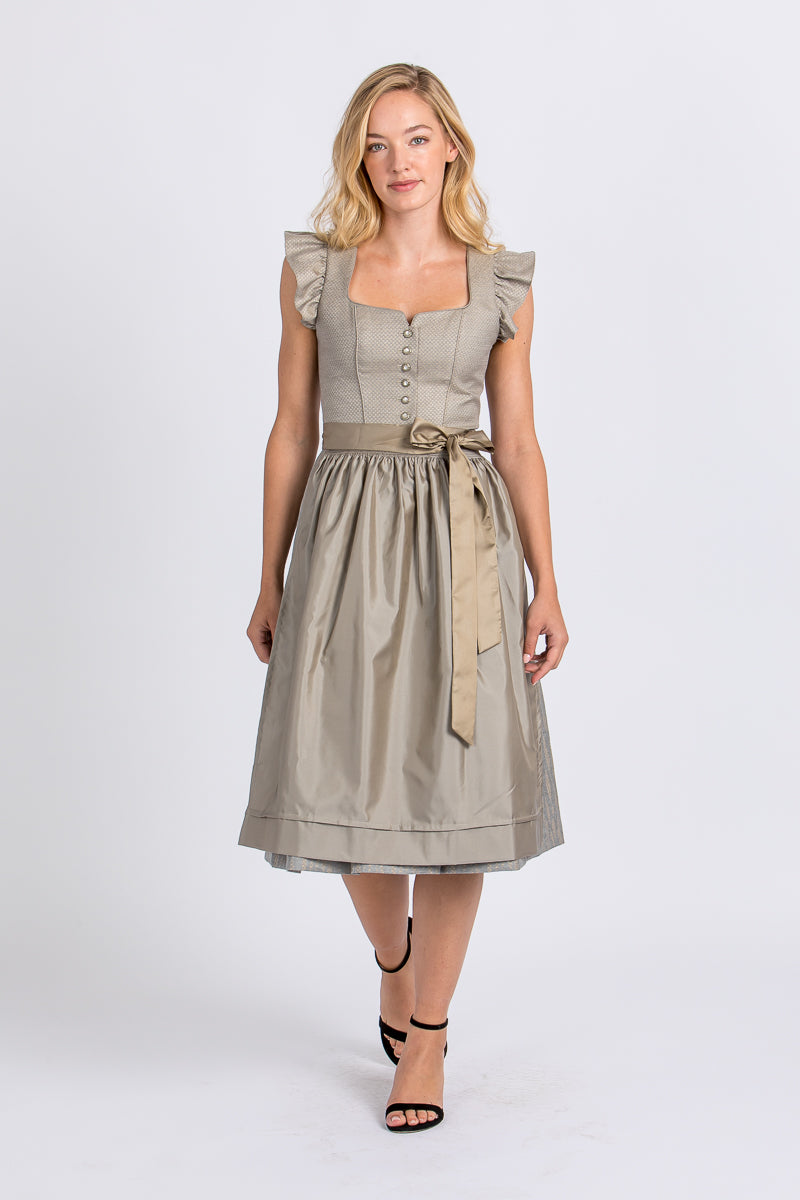 Wenger Dirndl Carolina hellgrau Rückansicht | Wenger dirndl Carolina light grey back view