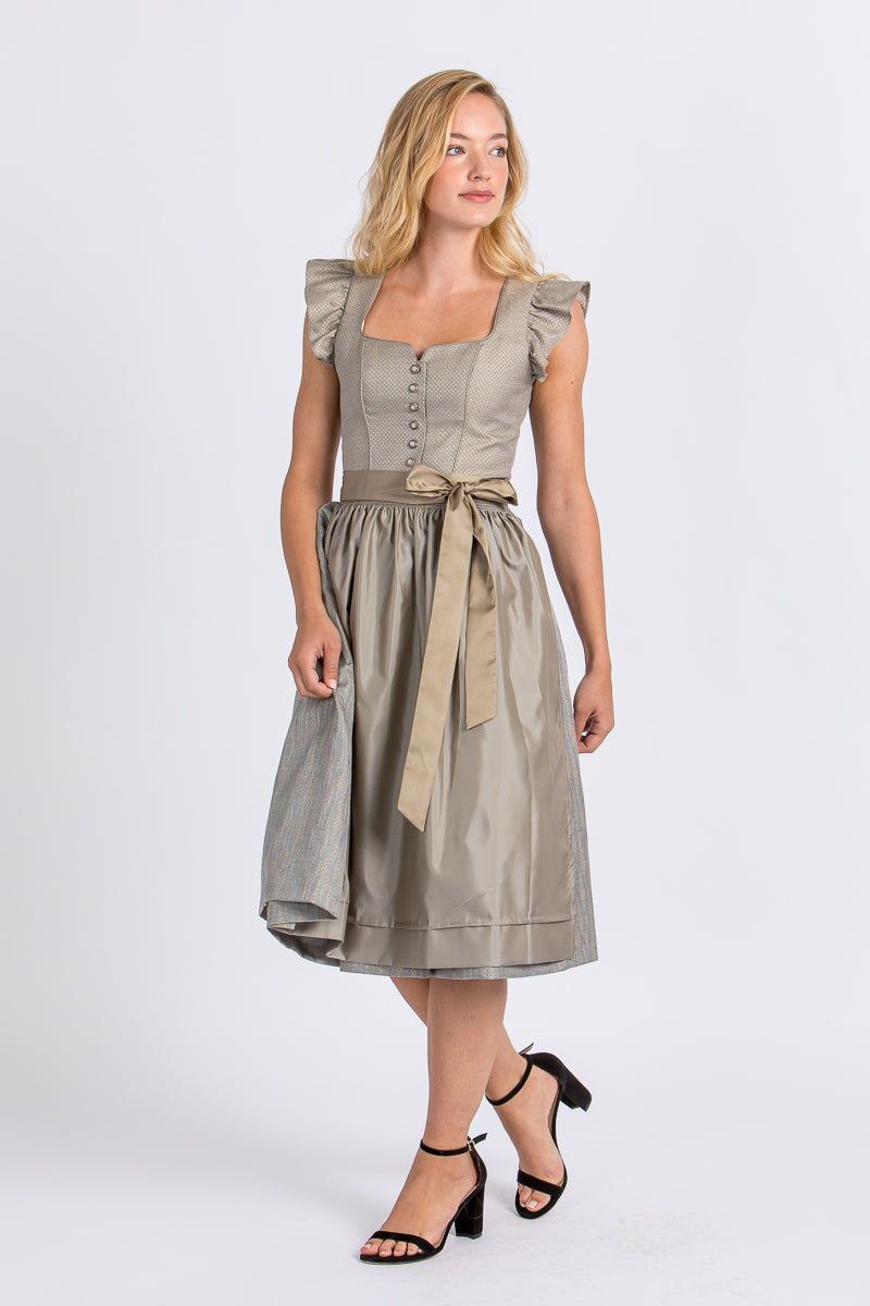 Wenger Dirndl Carolina hellgrau Detail Mieder | Wenger dirndl Carolina light grey bodice detail