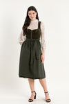 Wenger Samtdirndl Lore oliv Vorderansicht | Wenger velvet dirndl Lore olive front view
