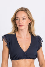 Wenger Dirndlbluse Amalia blau Rückansicht | Wenger dirndl blouse Amalia blue back view
