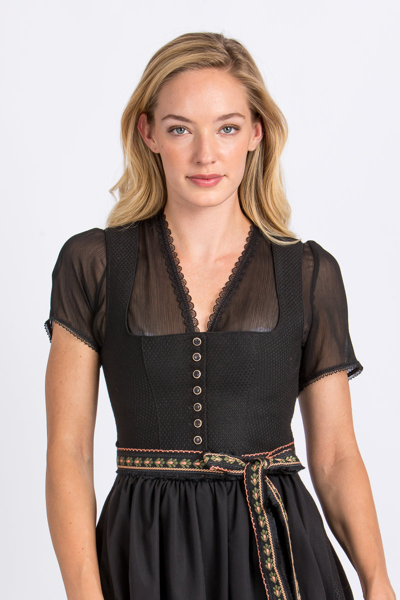 Wenger Dirndlbluse Daisi schwarz Vorderansicht | Wenger dirndl blouse Daisi black front view