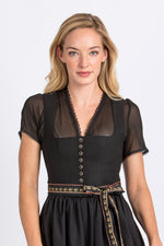 Wenger Dirndlbluse Daisi schwarz Vorderansicht | Wenger dirndl blouse Daisi black front view