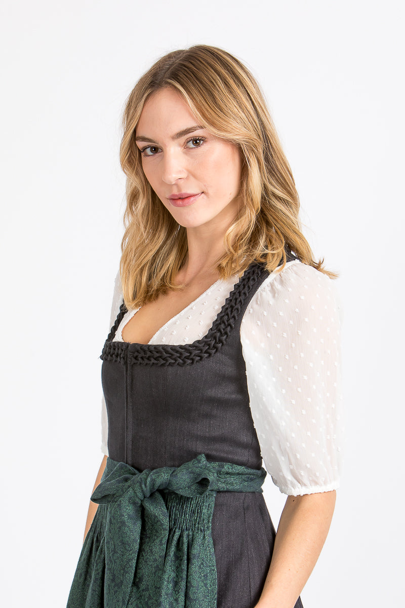 Wenger Dirndlbluse Isabella ecru bestickt Rückansicht | Wenger blouse Isabella ecru embroidered back view