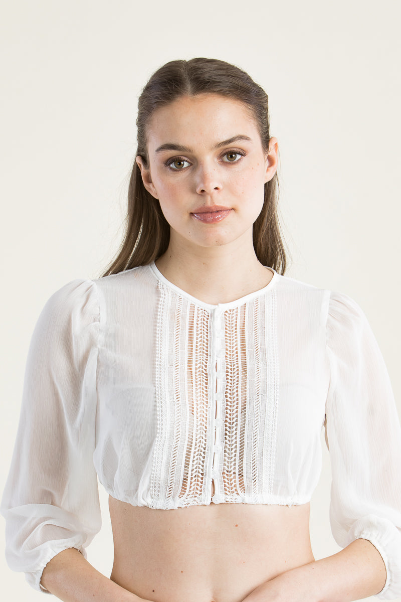 Wenger Dirndlbluse Ines ecru Detail | Wenger dirndl blouse Ines ecru detail