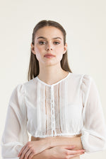 Wenger Dirndlbluse Ines ecru Vorderansicht | Wenger dirndl blouse Ines ecru front view