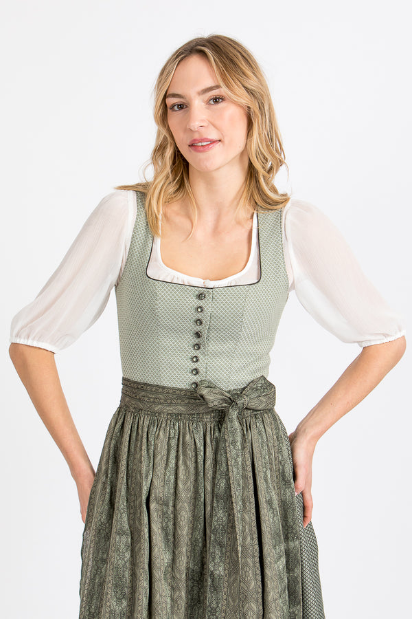 Wenger Dirndlbluse Ulli ecru Chiffon Vorderansicht | Wenger blouse Ulli ecru chiffon front view