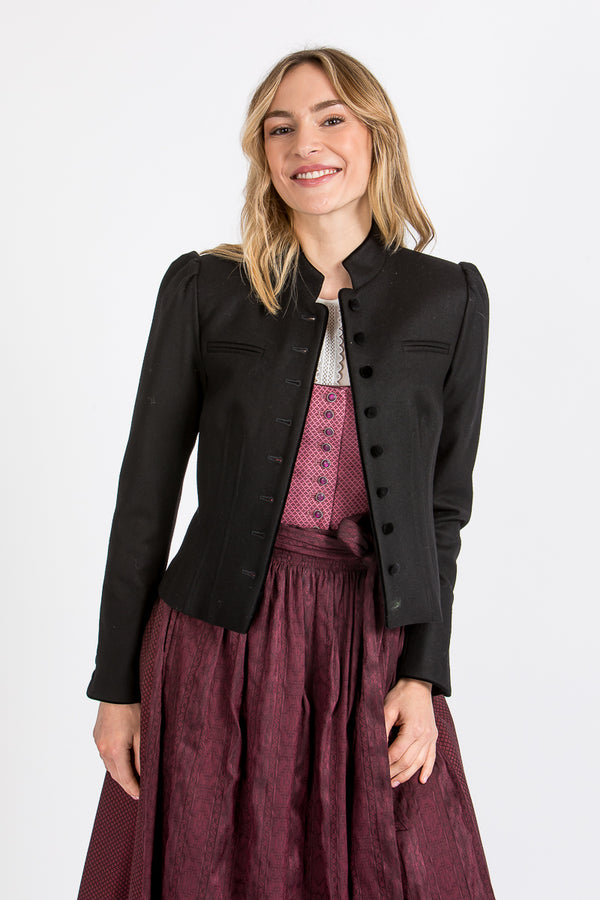 Wenger Trachtenjanker Kirchberg schwarz Vorderansicht | Wenger traditional jacket Kirchberg black front view