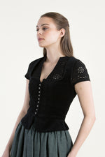 Wenger Trachtenmieder Fabia schwarz Rückansicht | Wenger traditional bodice Fabia black back view