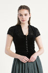 Wenger Trachtenmieder Fabia schwarz Vorderansicht | Wenger traditional bodice Fabia black front view