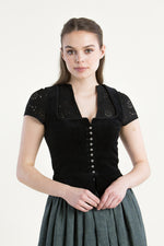 Wenger Trachtenmieder Fabia schwarz Vorderansicht | Wenger traditional bodice Fabia black front view