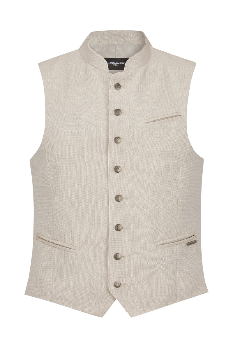 Alpenherz Trachtenweste Sebastian beige Vorderansicht | Alpenherz Trachtenweste Sebastian beige front view