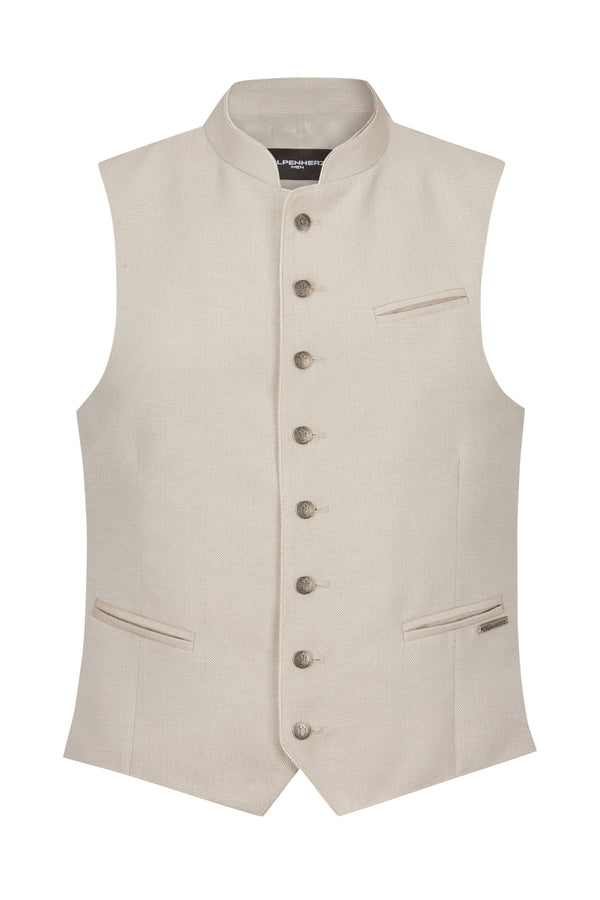 Alpenherz Trachtenweste Sebastian beige Vorderansicht | Alpenherz Trachtenweste Sebastian beige front view