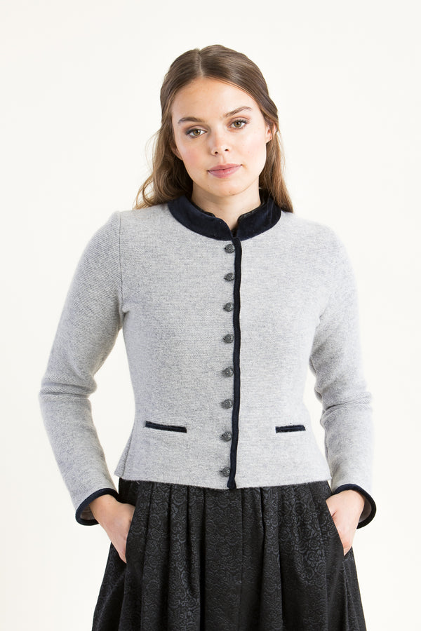 Astrifa Strickjanker Ruhpolding grau/marine Detail | Astrifa knit jacket Ruhpolding grey/navy detail