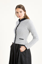 Astrifa Strickjanker Ruhpolding grau/marine Rückansicht | Astrifa knit jacket Ruhpolding grey/navy back view