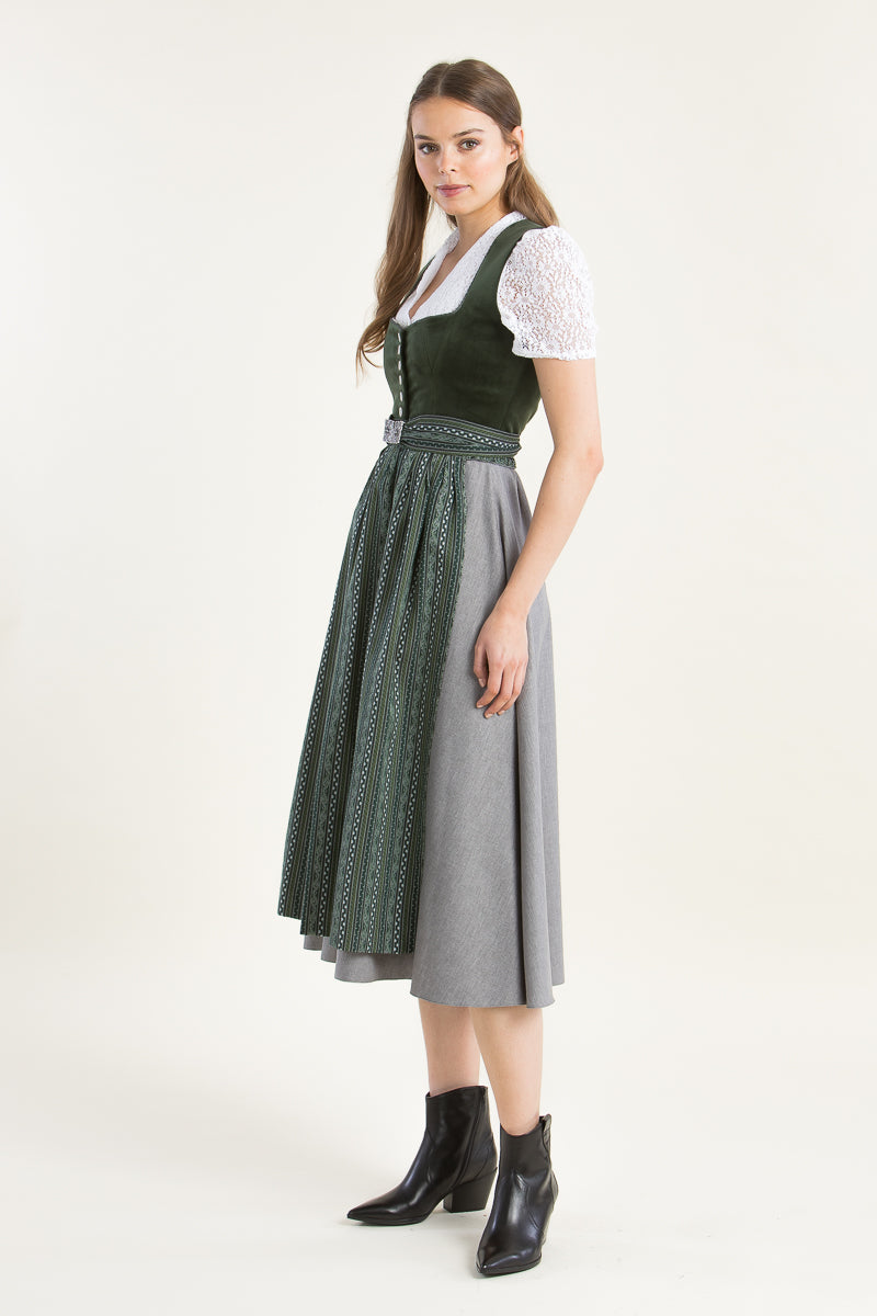 Berwin & Wolff Samtdirndl grün Rückansicht | Berwin & Wolff Velvet Dirndl green back view
