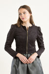 Alpenherz Samtjanker schwarz Vorderansicht | Alpenherz velvet jacket black front view
